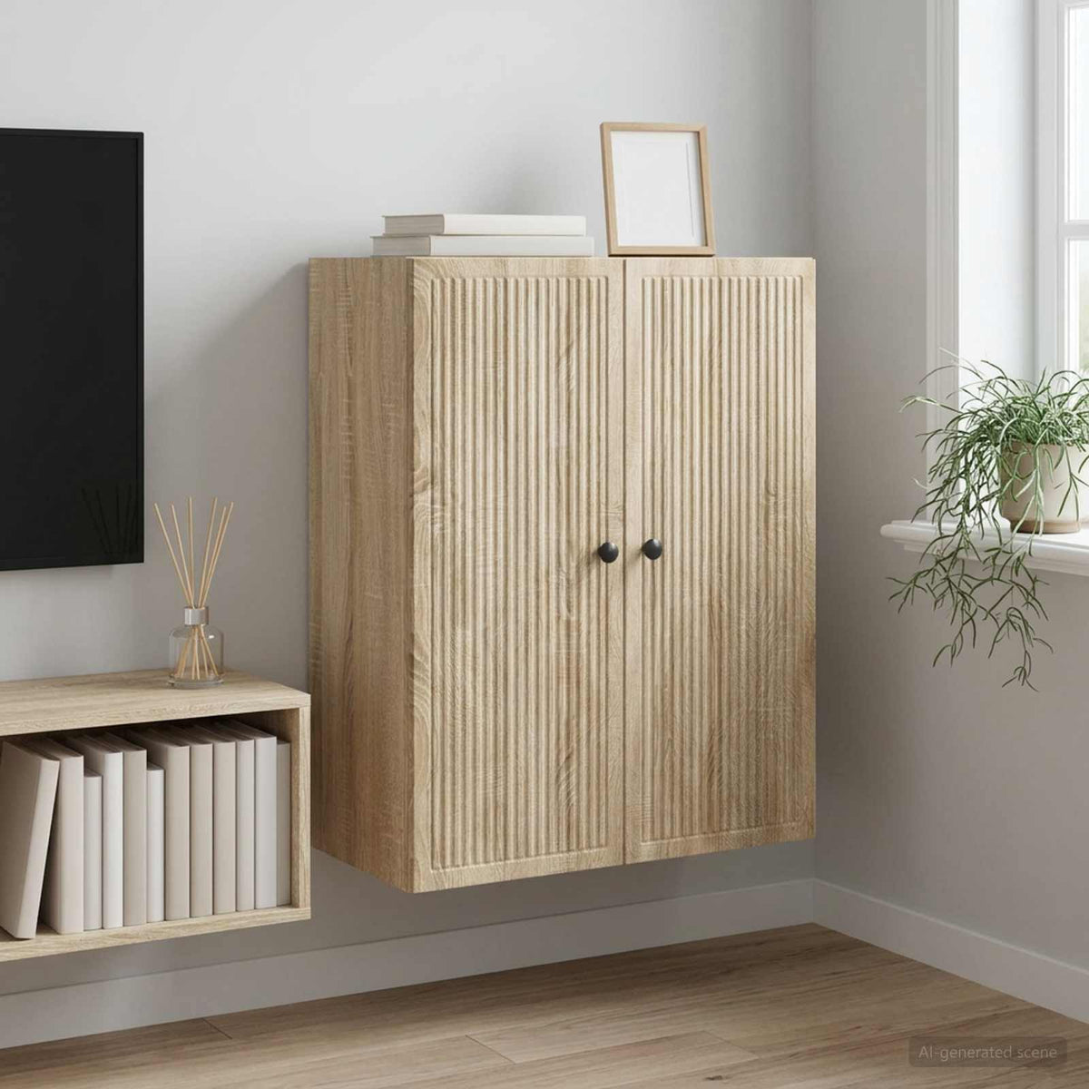 Vidaxl wandkast sonoma eiken 66 x 34,5 x 90 cm bewerkt hout