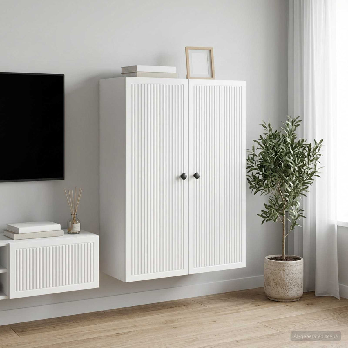Vidaxl wandkast hoogglans wit 66 x 34,5 x 90 cm bewerkt hout