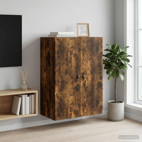 Vidaxl wandkast gerookt eiken 66 x 34,5 x 90 cm bewerkt hout