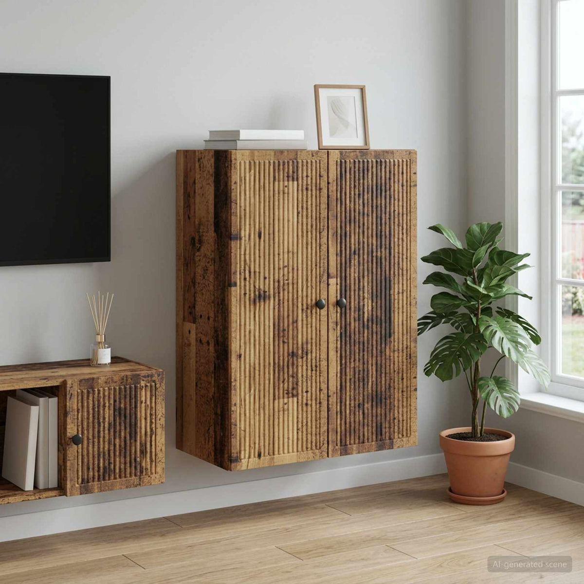 Vidaxl wandkast oud hout 66 x 34,5 x 90 cm bewerkt hout