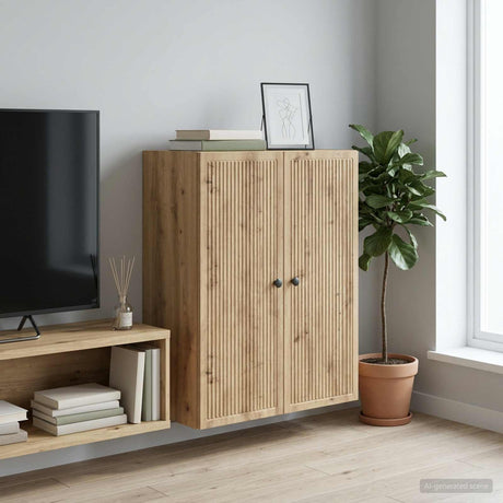 Vidaxl wandkast 66 x 34,5 x 90 cm bewerkt hout artisanaal eiken