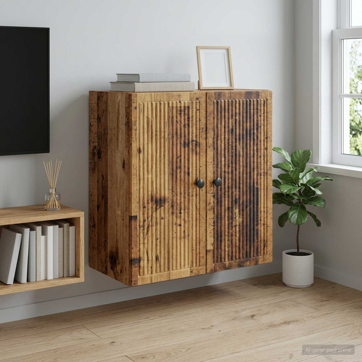 Vidaxl wandkast oud hout 59 x 31 x 60 cm bewerkt hout