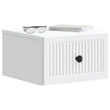 Vidaxl wandbeugel bedkast met lade wit 33 x 34,5 x 20 cm bewerkt hout