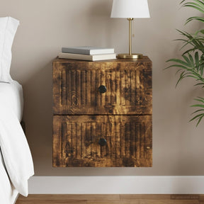 Vidaxl wandbeugel bedkast gerookt eiken 33 x 34,5 x 40 cm bewerkt hout