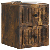 Vidaxl wandbeugel bedkast 2 st gerookt eiken 33 x 34,5 x 40 cm