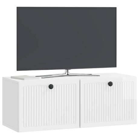 Vidaxl wandbeugel tv-kast hoogglans wit 78,5 x 31 x 30 cm bewerkt hout