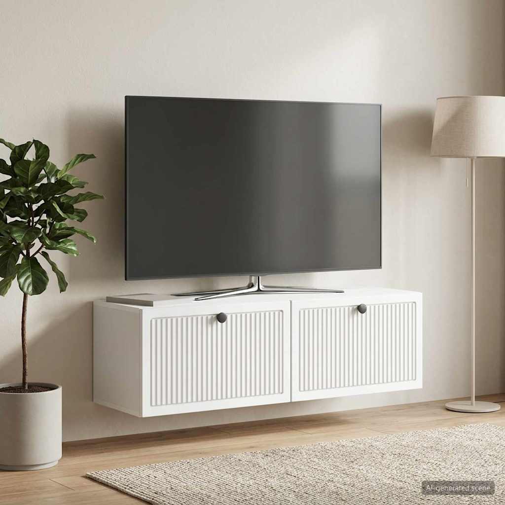 Vidaxl wandbeugel tv-kast wit 98 x 31 x 30 cm bewerkt hout