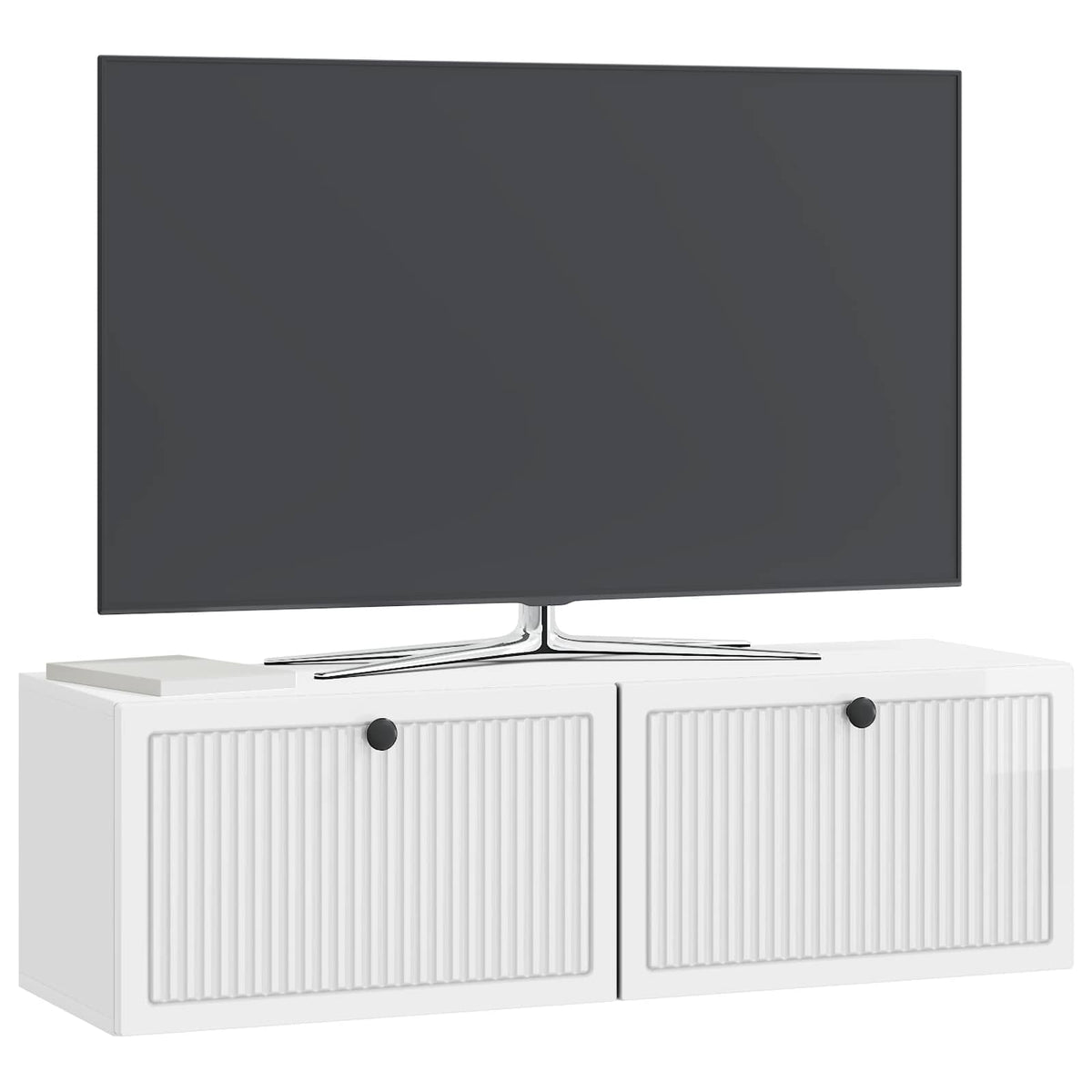 Vidaxl wandbeugel tv-kast hoogglans wit 98 x 31 x 30 cm bewerkt hout