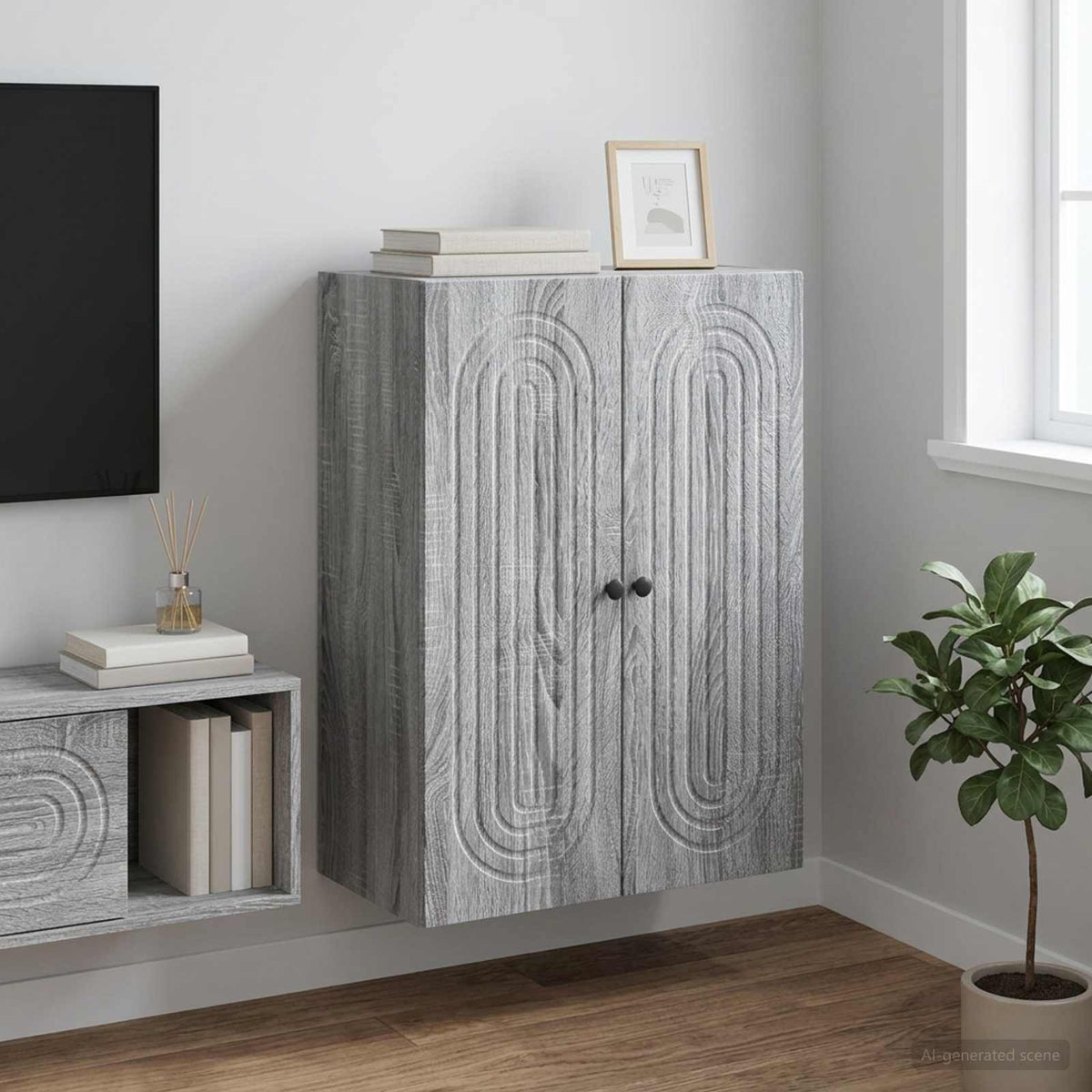Vidaxl wandkast grijs sonoma 66 x 34,5 x 90 cm bewerkt hout