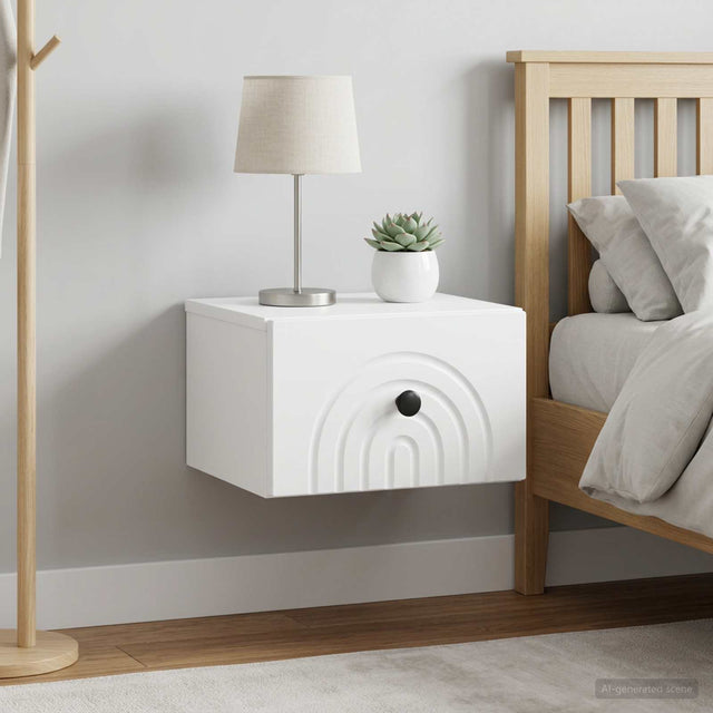 Vidaxl wandbeugel bedkast 2 st wit 33 x 34,5 x 20 cm bewerkt hout