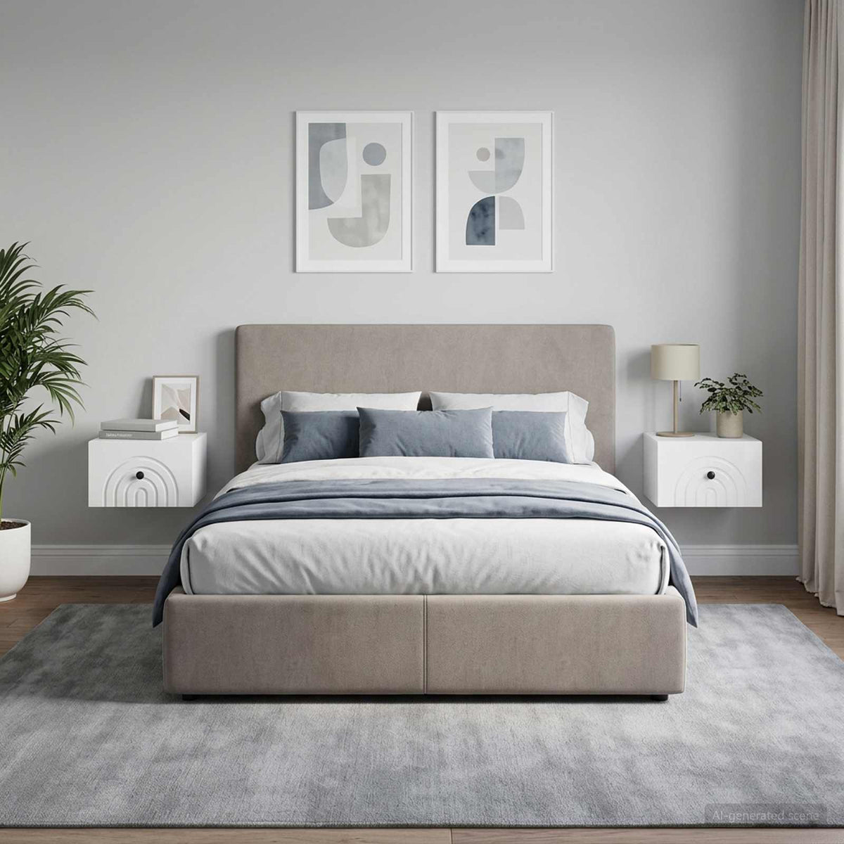 Vidaxl wandbeugel bedkast 2 st hoogglans wit 33 x 34,5 x 20 cm
