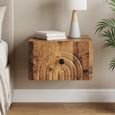 Vidaxl wandbeugel bedkast oud hout 33 x 34,5 x 20 cm bewerkt hout