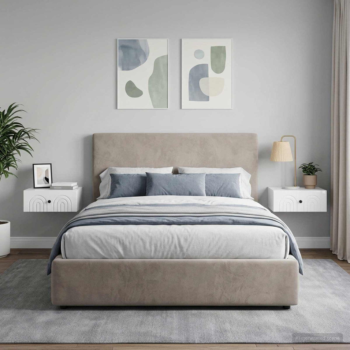 Vidaxl wandbeugel bedkast 2 st hoogglans wit 49 x 34,5 x 20 cm