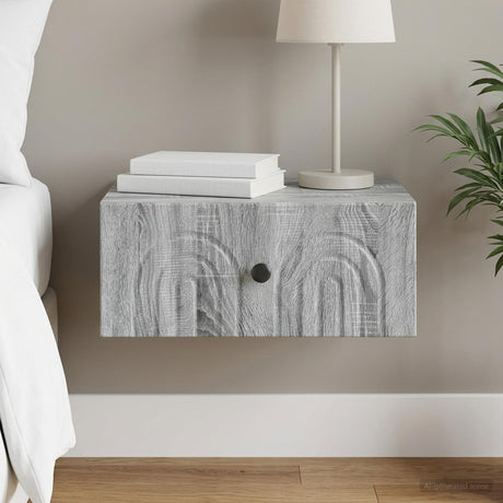 Vidaxl wandbeugel bedkast grijs sonoma 49 x 34,5 x 20 cm bewerkt hout