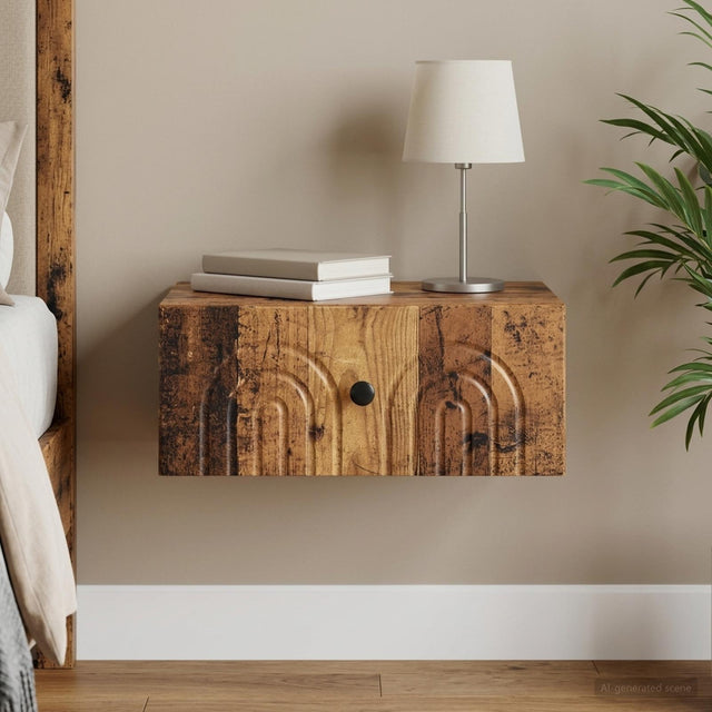 Vidaxl wandbeugel bedkast oud hout 49 x 34,5 x 20 cm bewerkt hout