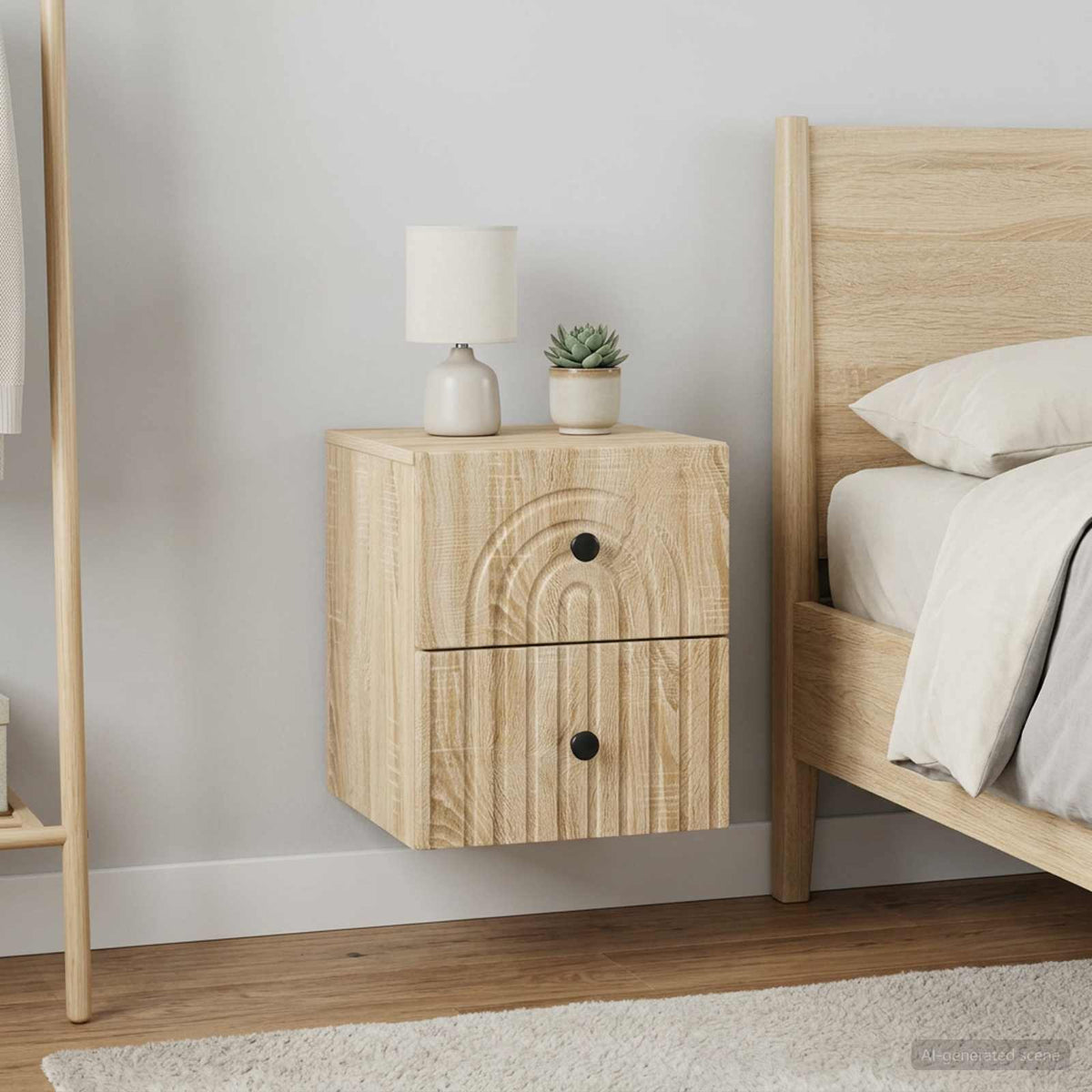 Vidaxl wandbeugel bedkast 2 st sonoma eiken 33 x 34,5 x 40 cm