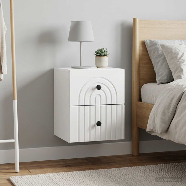 Vidaxl wandbeugel bedkast 2 st hoogglans wit 33 x 34,5 x 40 cm