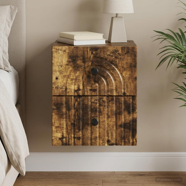 Vidaxl wandbeugel bedkast gerookt eiken 33 x 34,5 x 40 cm bewerkt hout