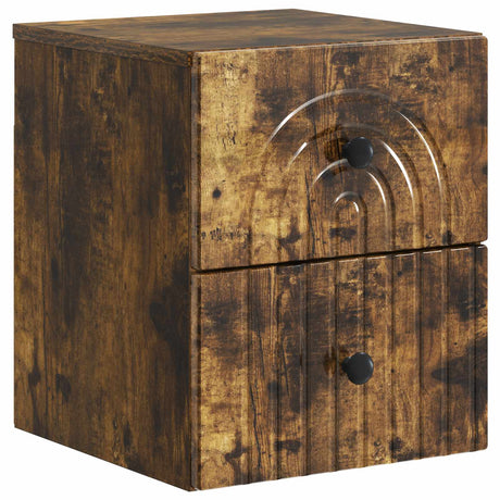 Vidaxl wandbeugel bedkast gerookt eiken 33 x 34,5 x 40 cm bewerkt hout
