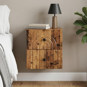 Vidaxl wandbeugel bedkast oud hout 33 x 34,5 x 40 cm bewerkt hout
