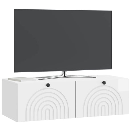 Vidaxl wandbeugel tv-kast hoogglans wit 98 x 41 x 30 cm bewerkt hout