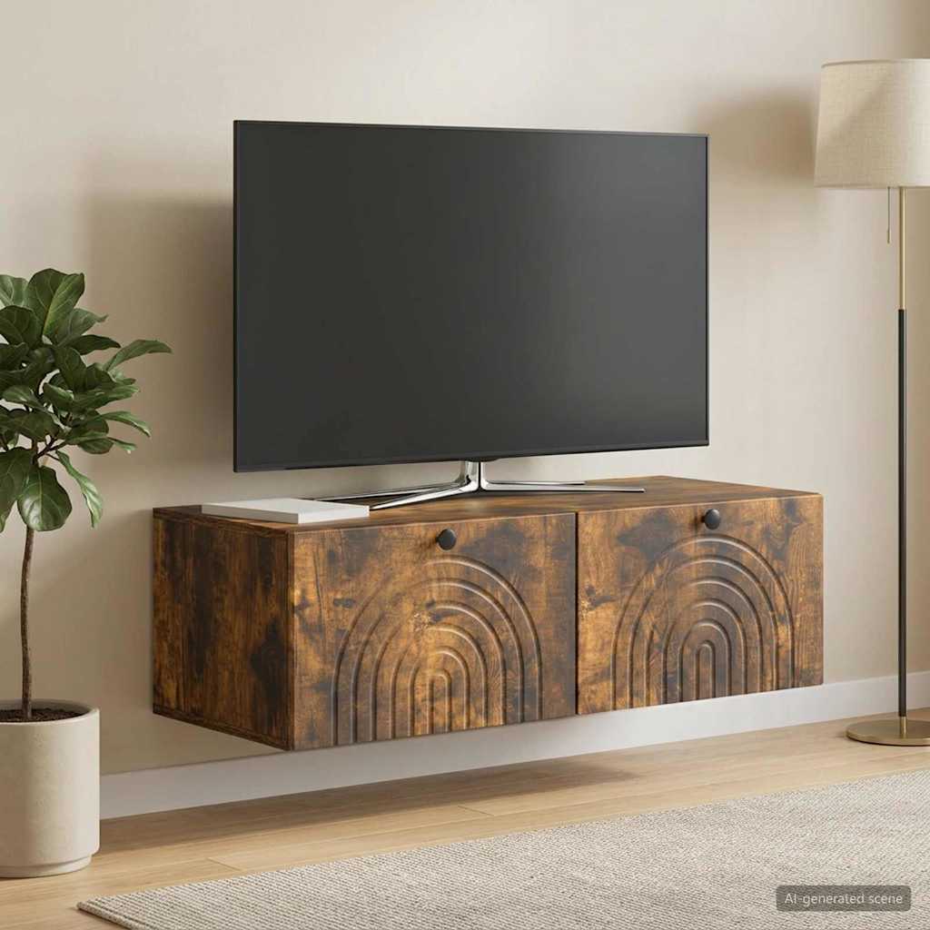 Vidaxl wandbeugel tv-kast gerookt eiken 99 x 41 x 30 cm bewerkt hout