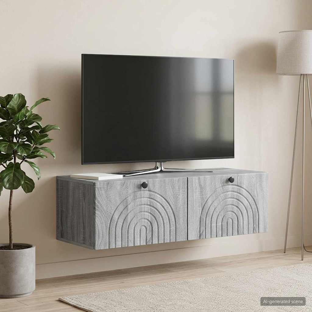Vidaxl wandbeugel tv-kast grijs sonoma 99 x 41 x 30 cm bewerkt hout