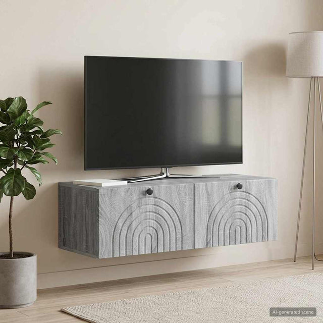 Vidaxl wandbeugel tv-kast grijs sonoma 99 x 41 x 30 cm bewerkt hout