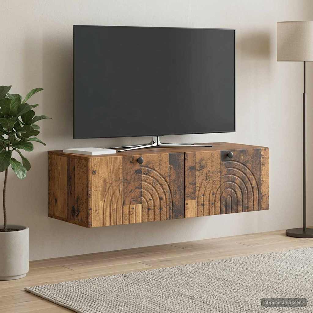 Vidaxl wandbeugel tv-kast oud hout 99 x 41 x 30 cm bewerkt hout