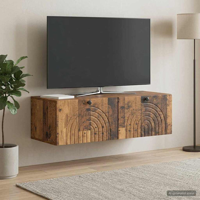 Vidaxl wandbeugel tv-kast oud hout 99 x 41 x 30 cm bewerkt hout