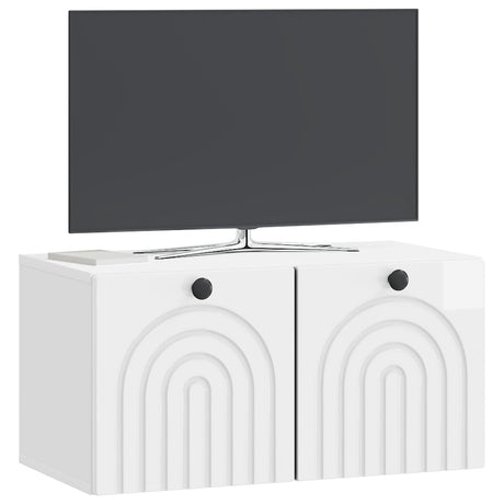 Vidaxl wandbeugel tv-kast hoogglans wit 59,5 x 31 x 30 cm bewerkt hout