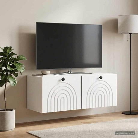 Vidaxl wandbeugel tv-kast hoogglans wit 78,5 x 31 x 30 cm bewerkt hout