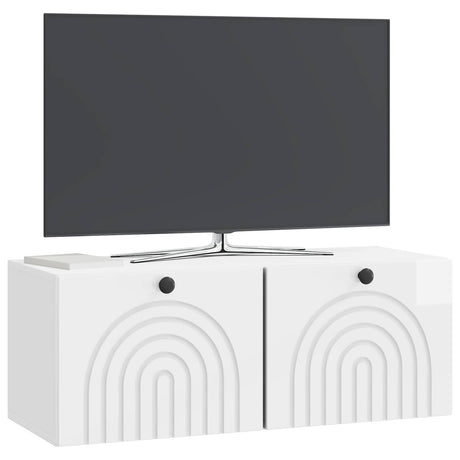 Vidaxl wandbeugel tv-kast hoogglans wit 78,5 x 31 x 30 cm bewerkt hout