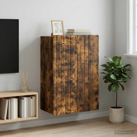 Vidaxl wandkast gerookt eiken 66 x 34,5 x 92 cm bewerkt hout