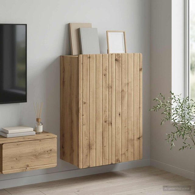 Vidaxl wandkast 66 x 34,5 x 92 cm bewerkt hout artisanaal eiken