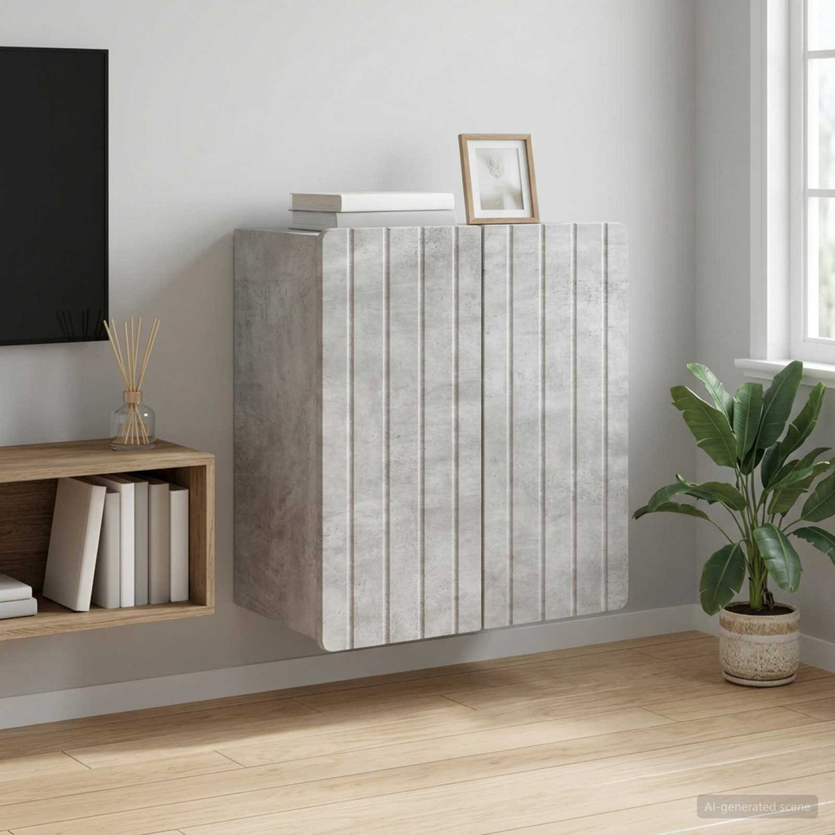 Vidaxl wandkast betongrijs 59 x 31 x 64 cm bewerkt hout
