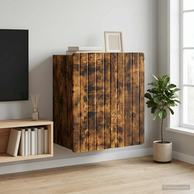 Vidaxl wandkast gerookt eiken 59 x 31 x 64 cm bewerkt hout