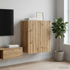 Vidaxl wandkast 59 x 31 x 64 cm bewerkt hout artisanaal eiken