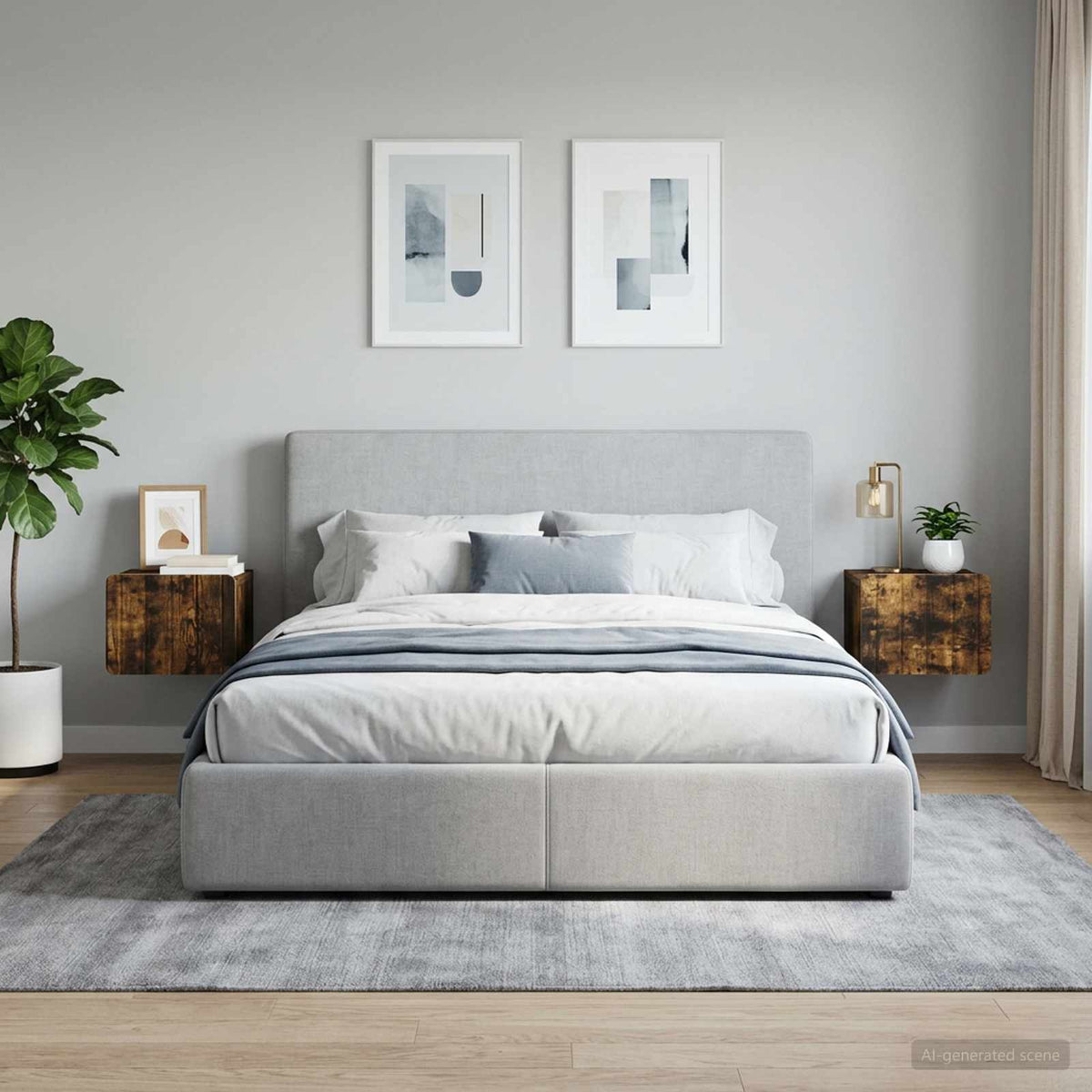 Vidaxl wandbeugel bedkast 2 st gerookt eiken 33 x 34,5 x 24 cm