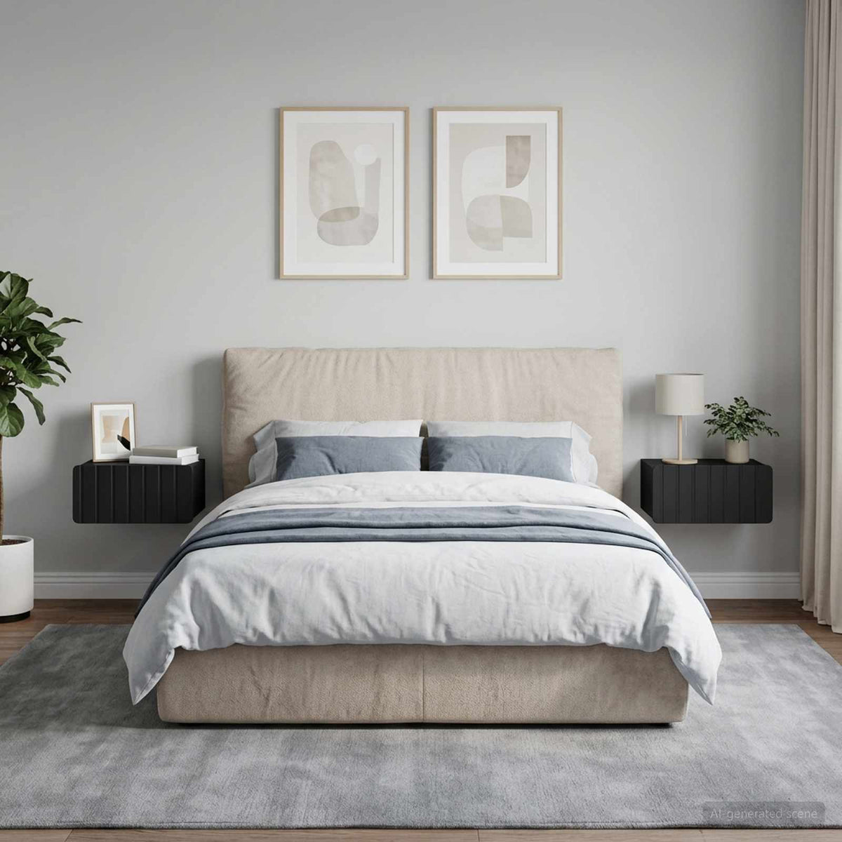 Vidaxl wandbeugel bedkast 2 st zwart 49 x 34,5 x 24 cm bewerkt hout