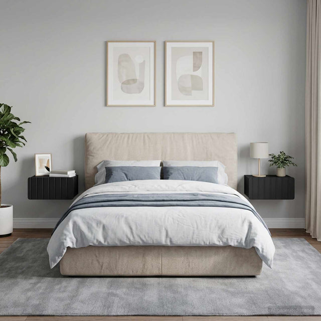 Vidaxl wandbeugel bedkast 2 st zwart 49 x 34,5 x 24 cm bewerkt hout