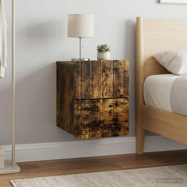 Vidaxl wandbeugel bedkast 2 st gerookt eiken 33 x 34,5 x 43 cm