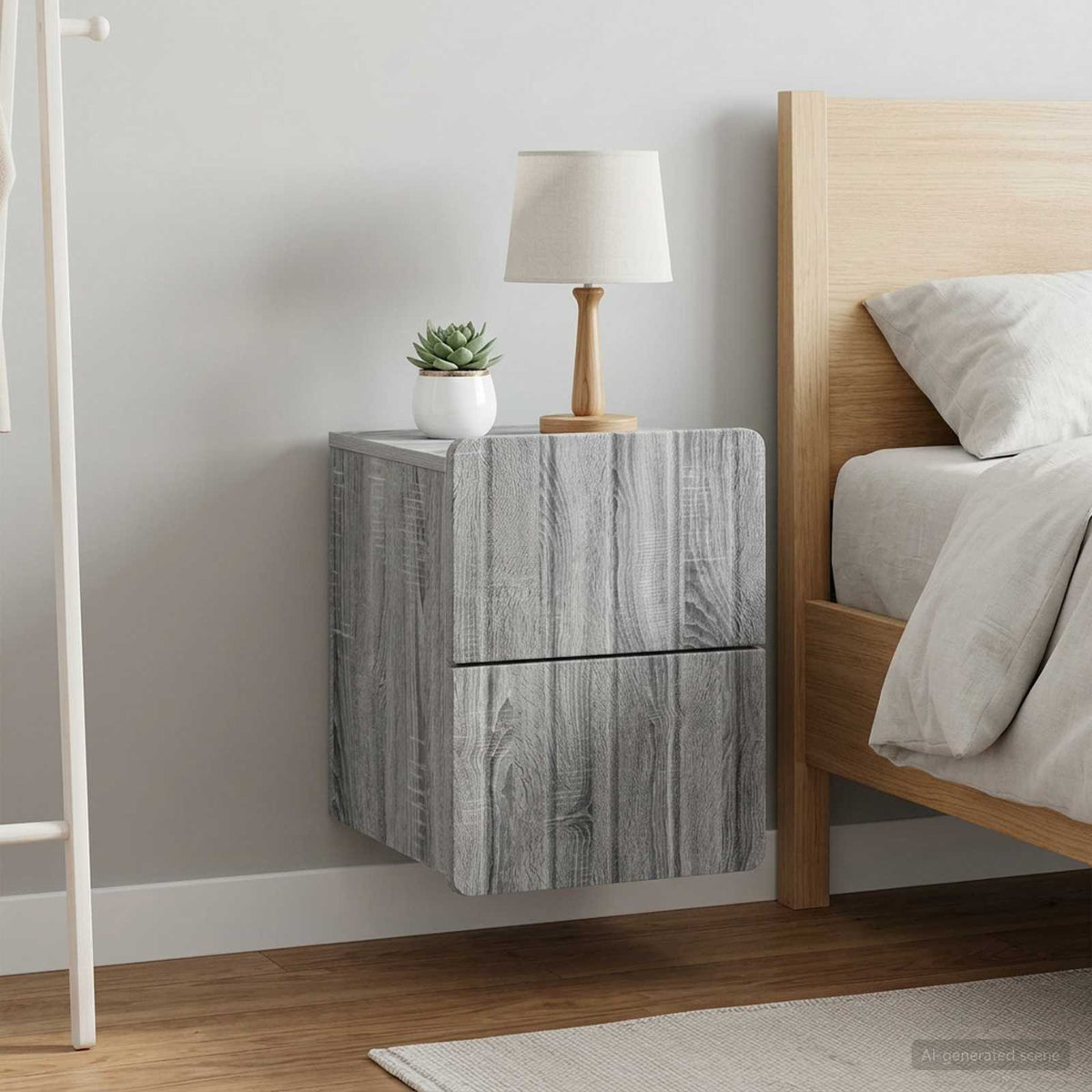 Vidaxl wandbeugel bedkast 2 st grijs sonoma 33 x 34,5 x 43 cm