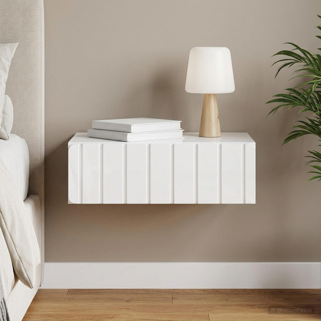 Vidaxl wandmontage zijtafel hoogglans wit 59 x 34,5 x 17 cm
