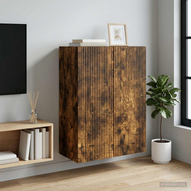 Vidaxl wandkast 66 x 34,5 x 90 cm bewerkt hout gerookt eiken