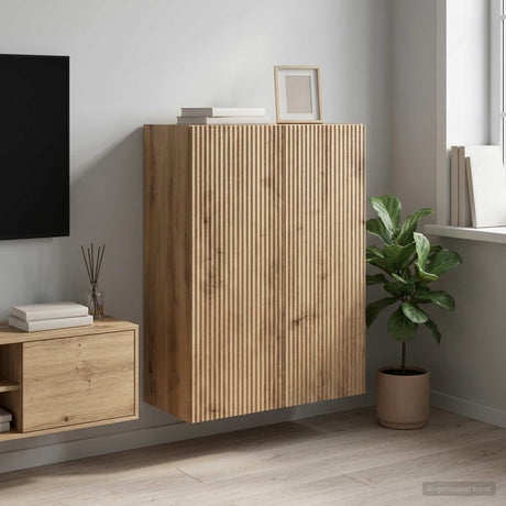 Vidaxl wandkast 66 x 34,5 x 90 cm bewerkt hout artisanaal eiken
