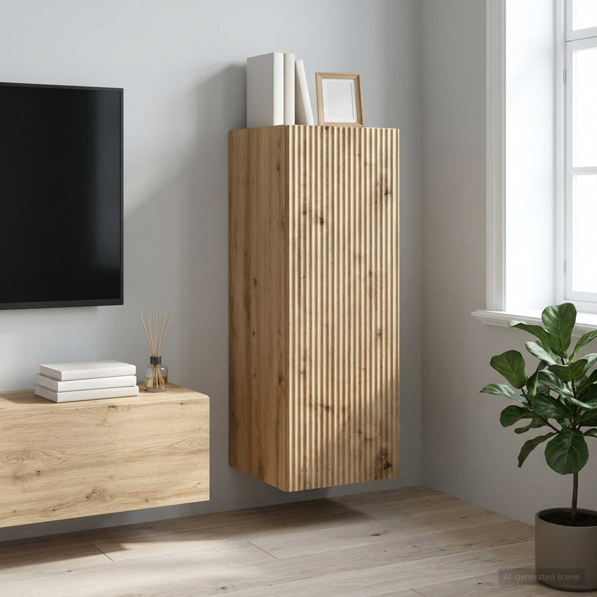 Vidaxl wandkast 33 x 34,5 x 90 cm bewerkt hout artisanaal eiken