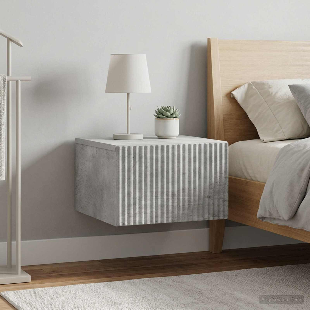 Vidaxl wandbeugel bedkast 2 st betongrijs 33 x 34,5 x 20 cm