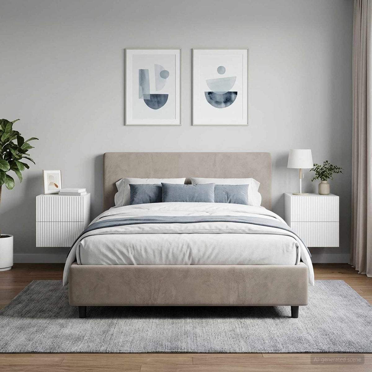 Vidaxl wandbeugel bedkast 2 st hoogglans wit 33 x 34,5 x 40 cm