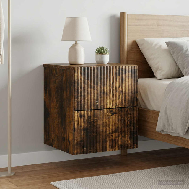 Vidaxl wandbeugel bedkast 2 st gerookt eiken 33 x 34,5 x 40 cm